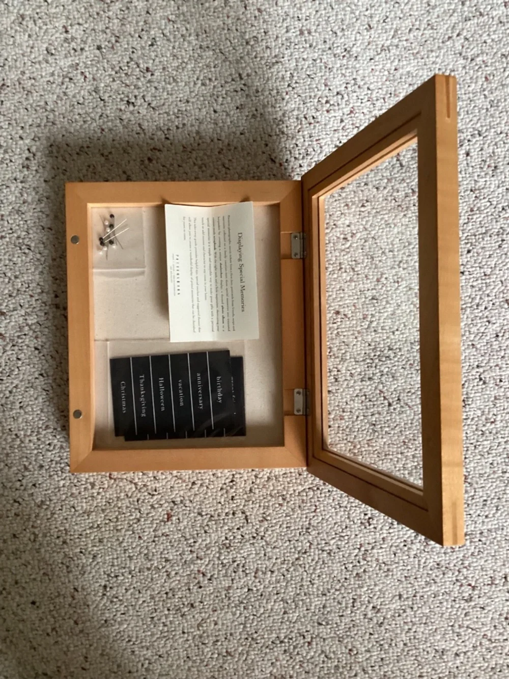 Pottery Barn Magnet Close Shadowbox Box w/ labels & pins